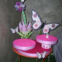 Présentoir papillon 2 plateaux décoré par Viviane