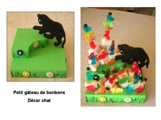 Petit Présentoir 25/25cm pour gâteau de bonbons décor chat -